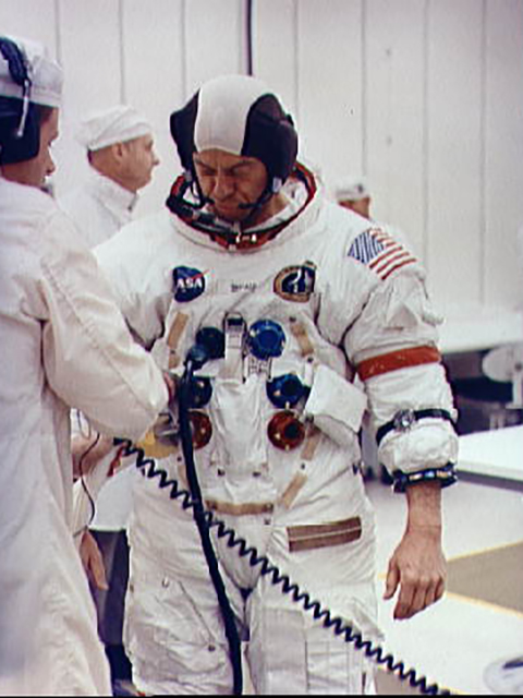 Astronaut suiting up for launch