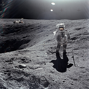 Astronaut walking on the moon
